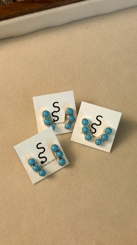 KINGMAN TURQUOISE EAR CRAWLER EARRINGS BY JANICE SPENCER