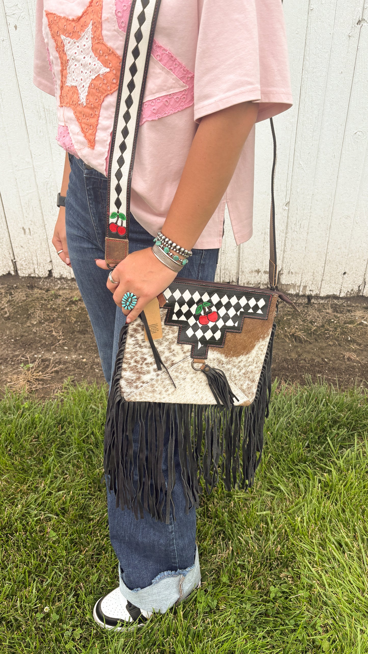 CHERRIES FRINGE CROSSBODY BAG
