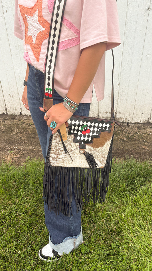 CHERRIES FRINGE CROSSBODY BAG