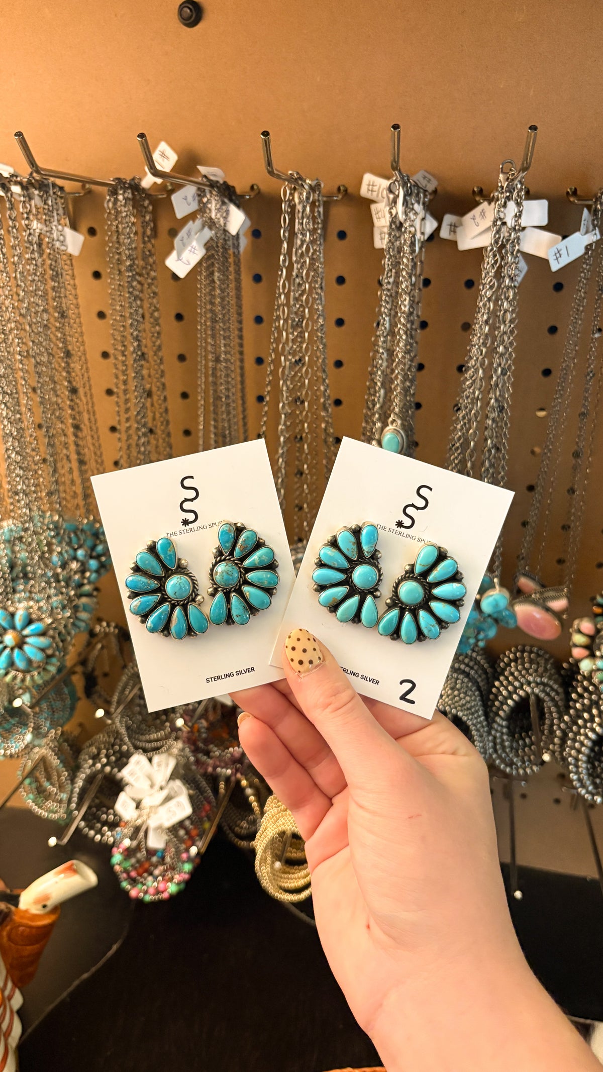 TURQUOISE HALF CLUSTER EARRINGS BY EFFIE GARFIELD