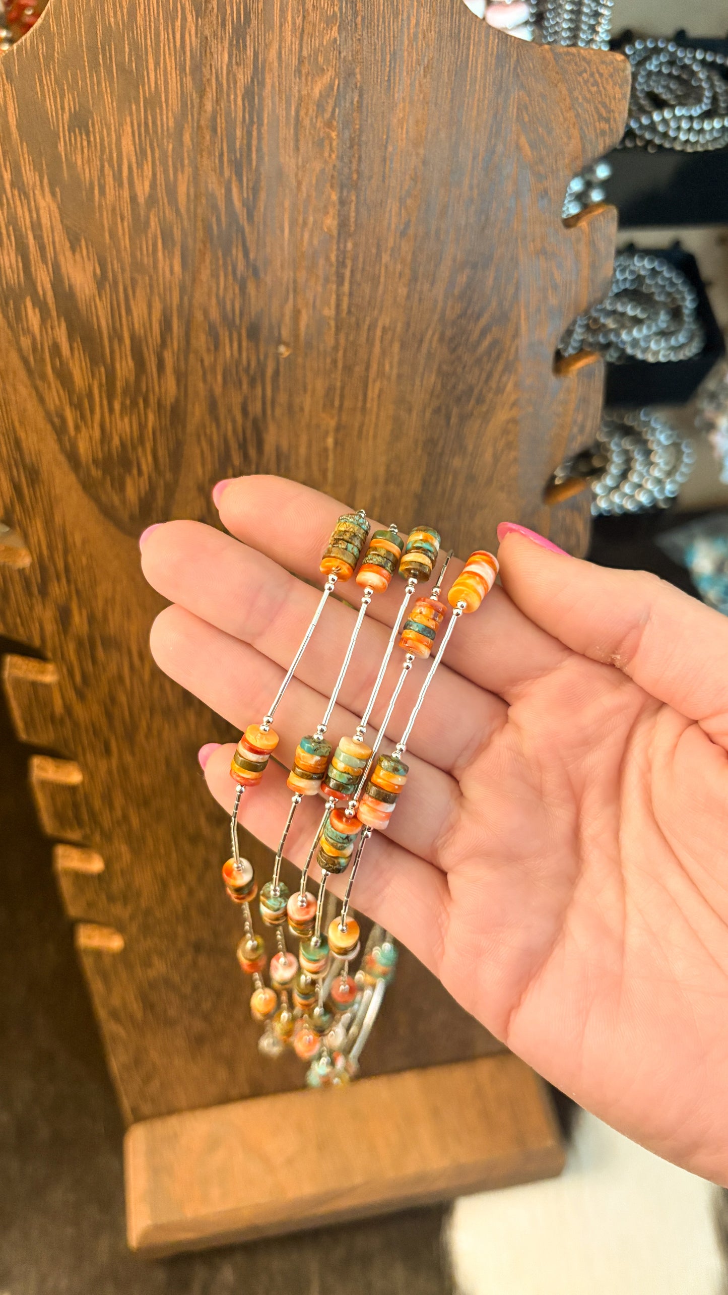 LIQUID SILVER MULTI STONE HEISHI NECKLACE
