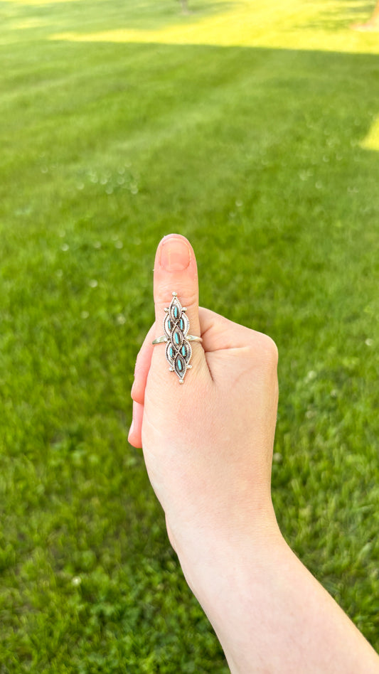ZUNI NEEDLEPOINT TURQUOISE RING