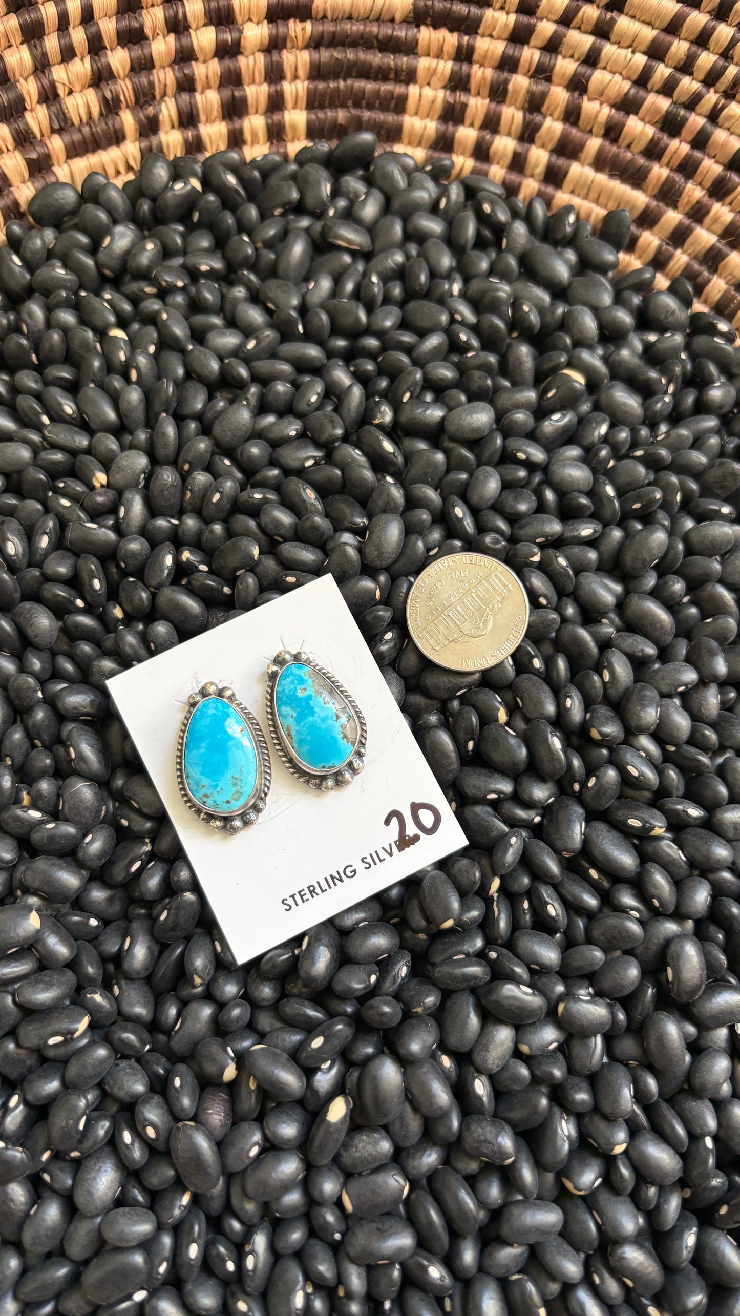 LARGE TURQUOISE POST EARRINGS