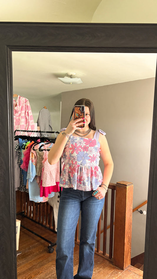 FLORAL TANK TOP - LAVENDAR