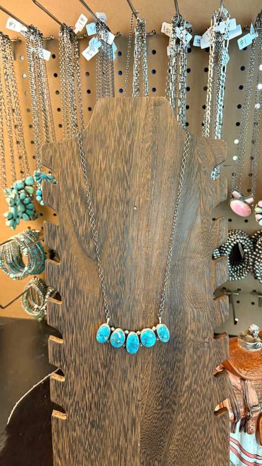 5 STONE TURQUOISE BAR NECKLACE BY LETRICIA LARGO