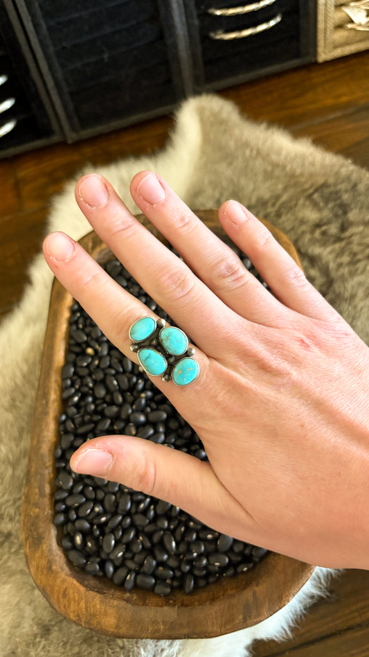 4 STONE TURQUOISE ADJUSTABLE STATEMENT RING