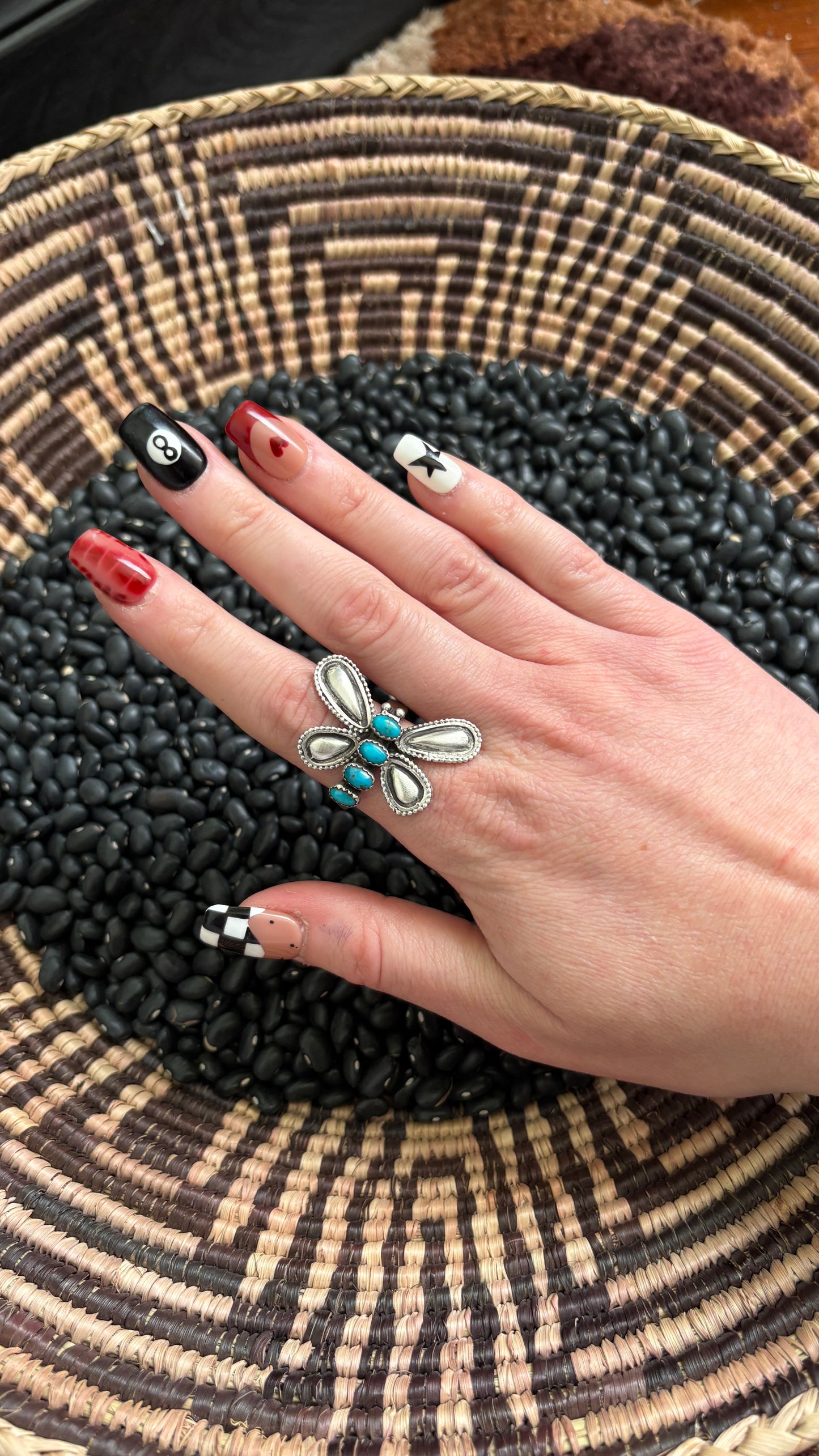 TURQUOISE DRAGONFLY ADJUSTABLE RING BY LEROY JAMES