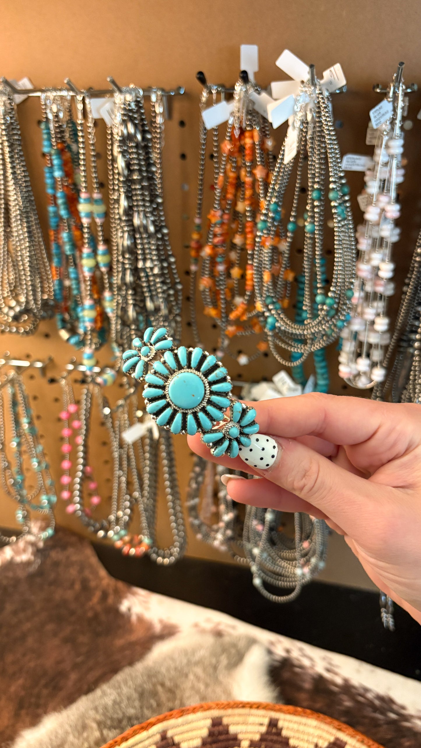 ROUND TURQUOISE CLUSTER CUFF BY ROSANA WILLIAMS