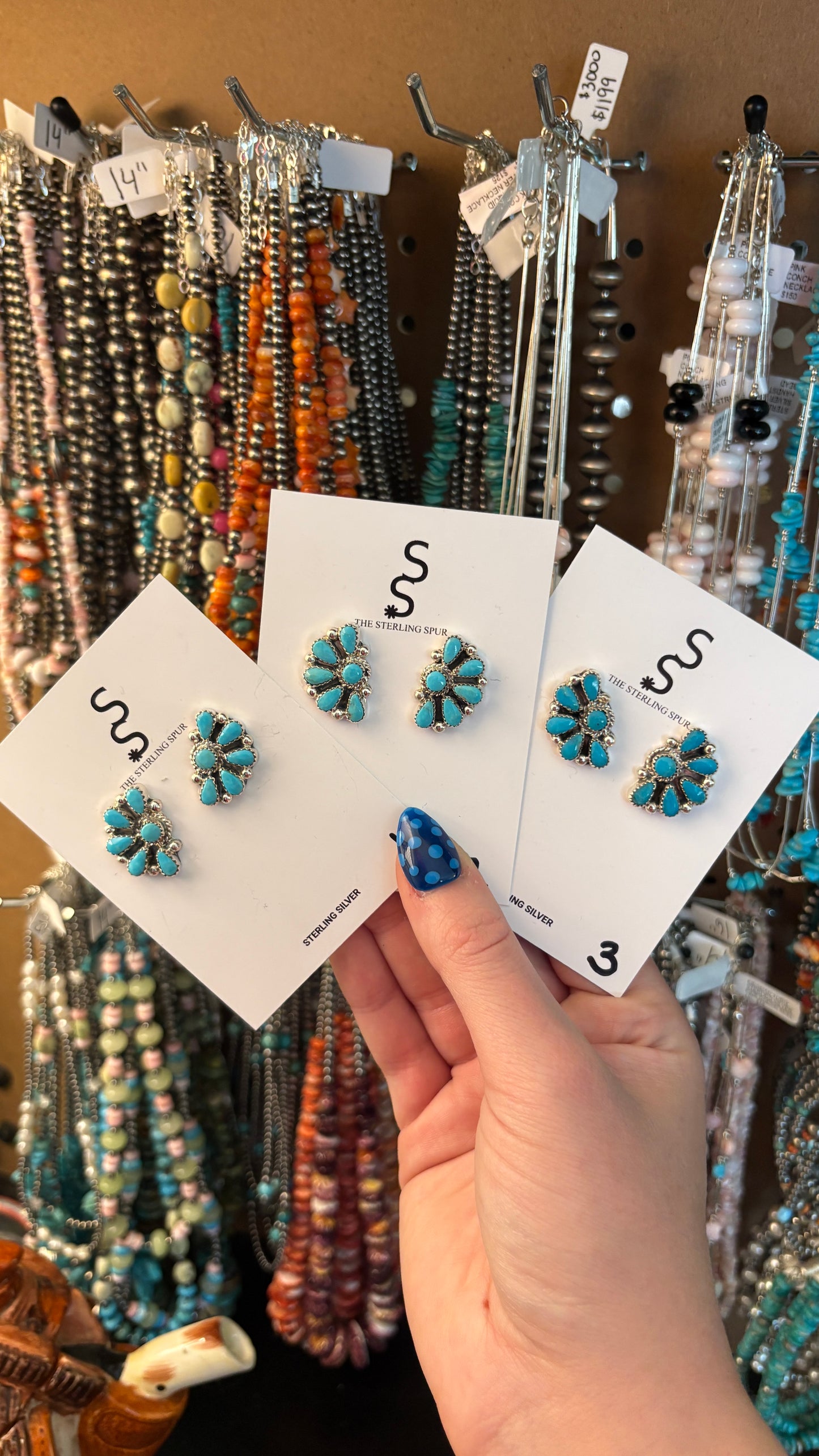KINGMAN TURQUOISE HALF CLUSTER EARRINGS BY ALICIA WILSON