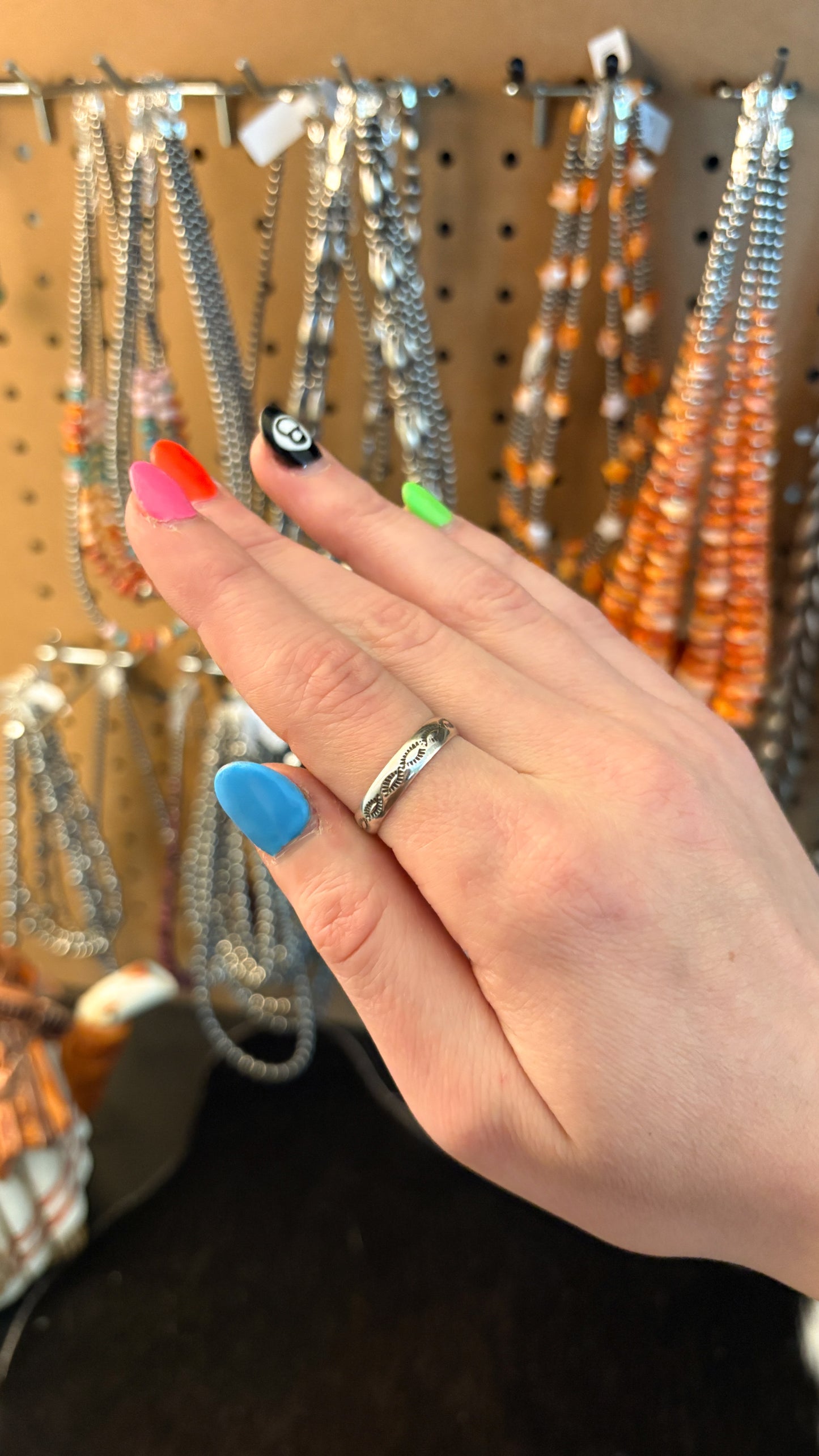 STAMPED SILVER STACKER RING