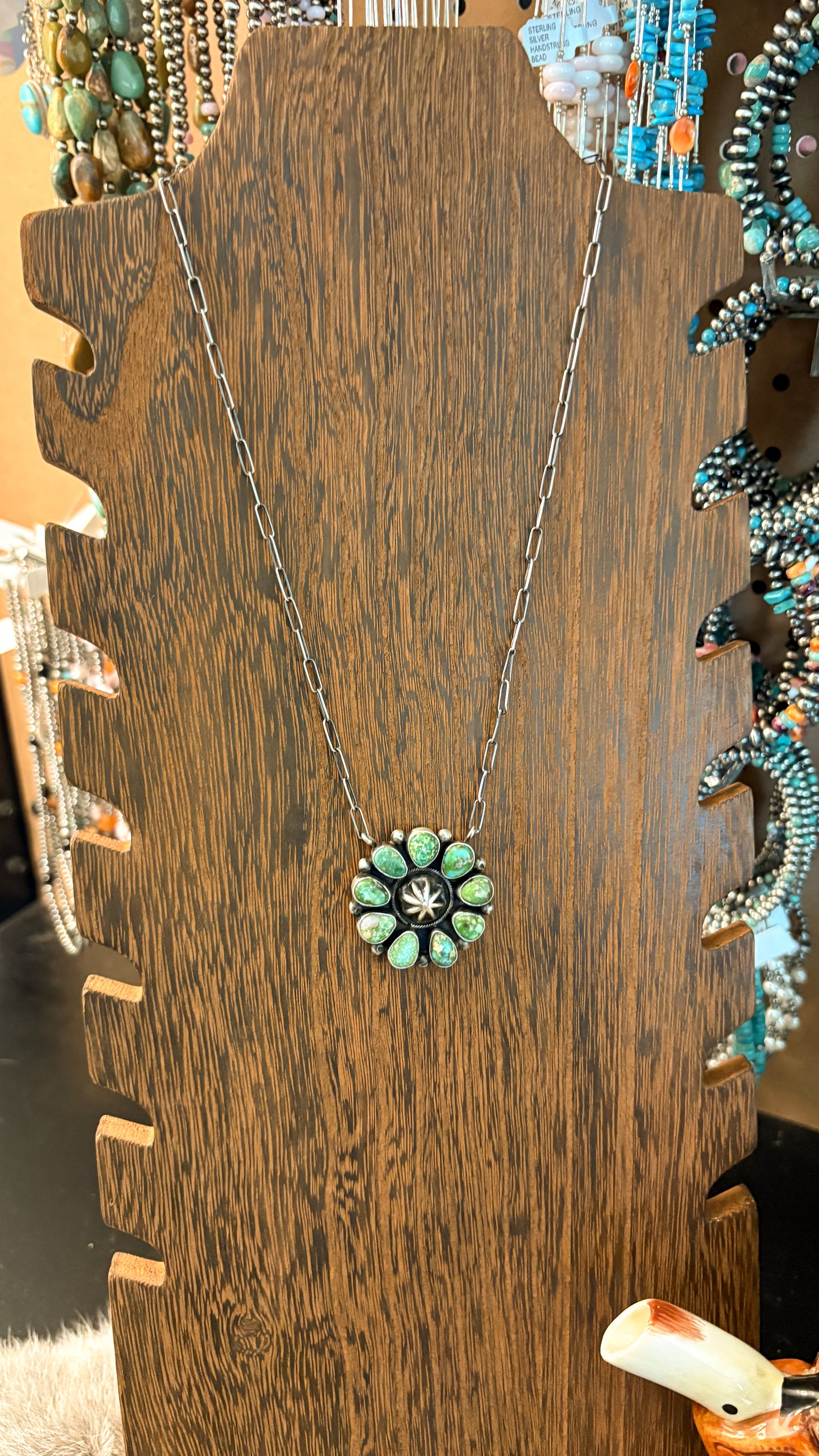 SONORAN GOLD TURQUOISE CLUSTER NECKLACE W STARSHOT DETAIL BY DANNY HENIO