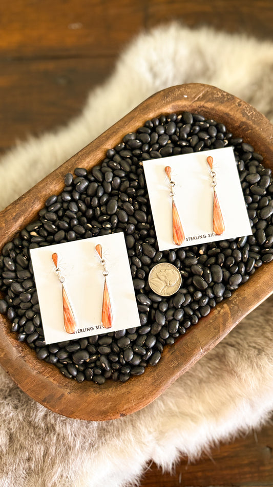 ORANGE SPINY OYSTER DANGLE EARRINGS
