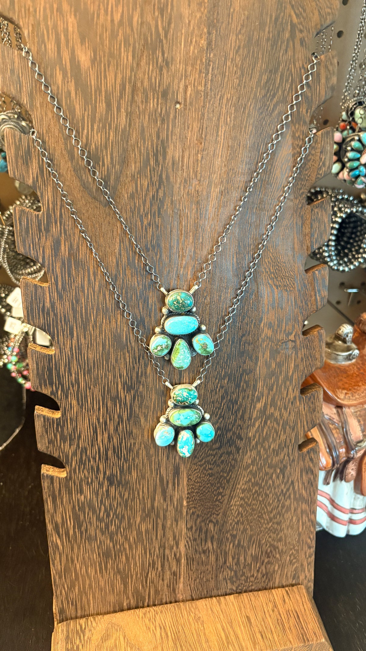 5 STONE SONORAN GOLD TURQUOISE CHANDELIER STYLE NECKLACE BY VICKY HICKS