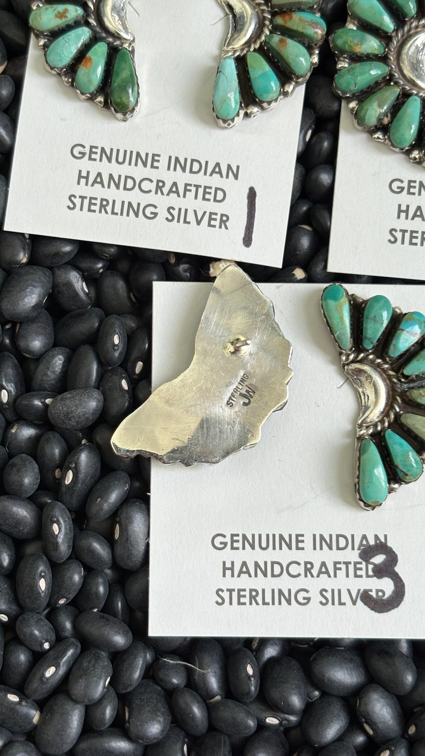 LARGE HALF CLUSTER EARRINGS BY JESSE WILLIAMS - GREEN TURQUOISE