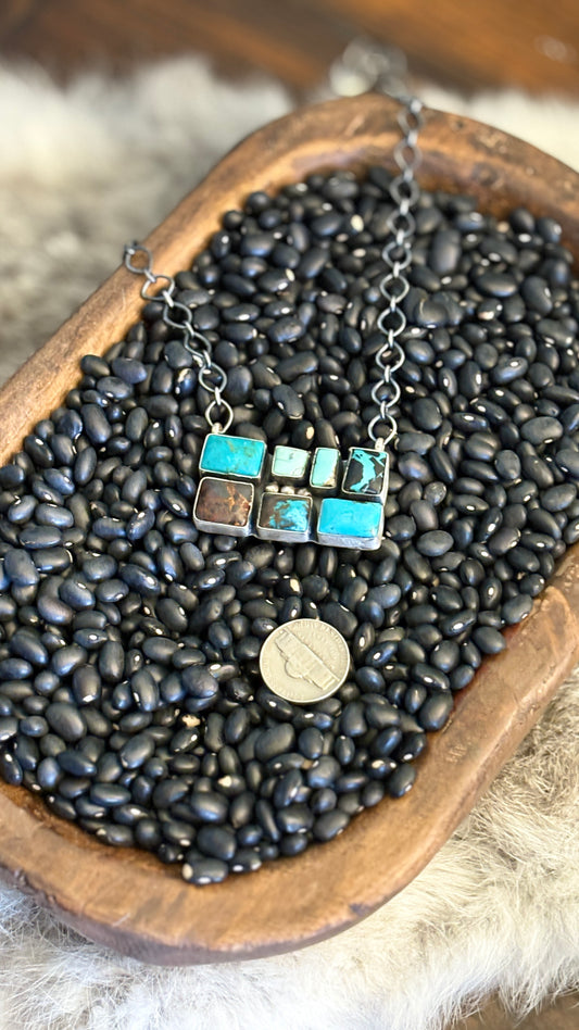SHADES OF TURQUOISE STATEMENT NECKLACE