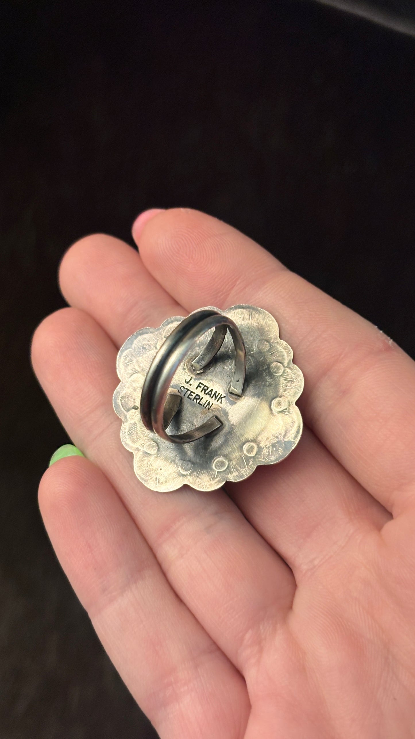 1941 MERCURY DIME CONCHO RING STAMPED J FRANK