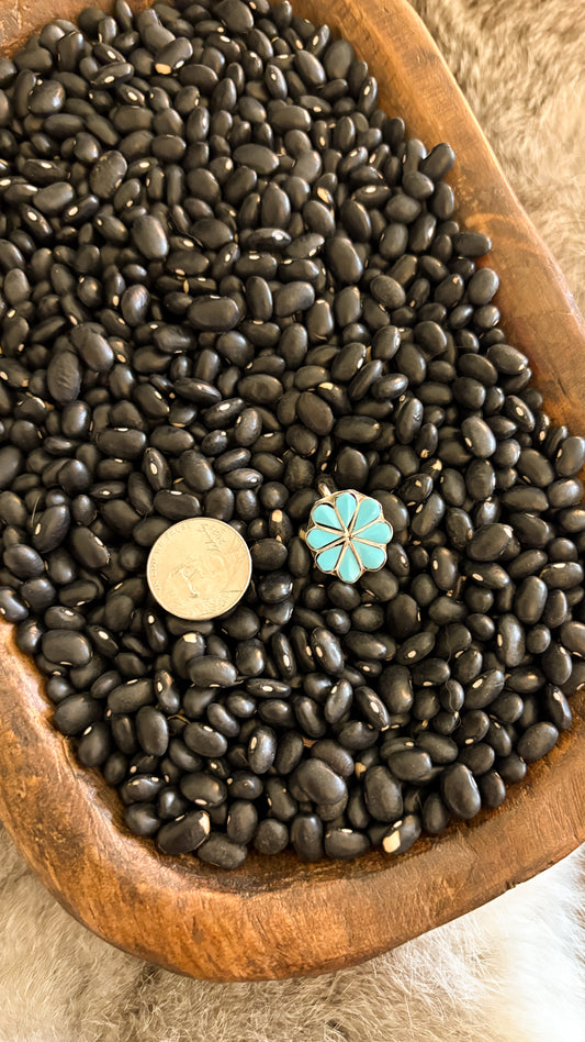 ZUNI TURQUOISE INLAY FLOWER PENDANT