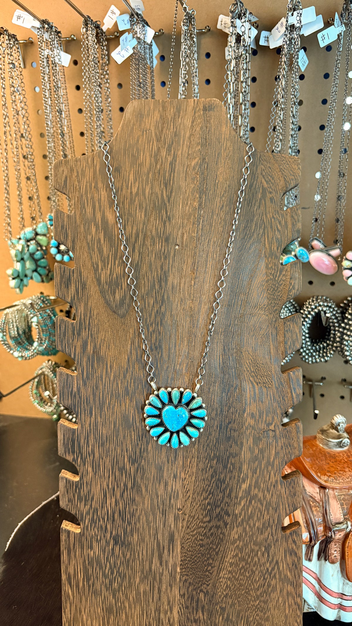 TURQUOISE HEART CLUSTER NECKLACE BY TRICIA SMITH