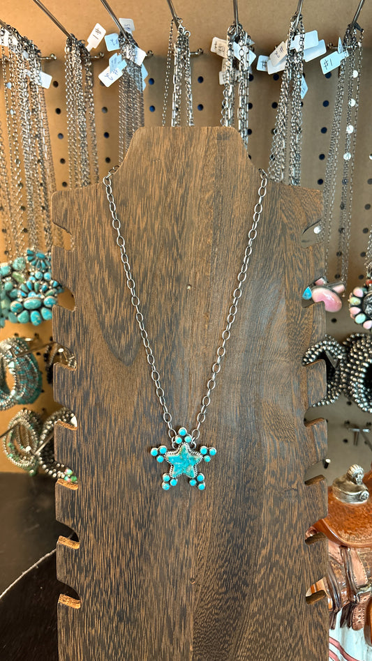 TURQUOISE STAR CLUSTER NECKLACE BY PATRICK YAZZIE
