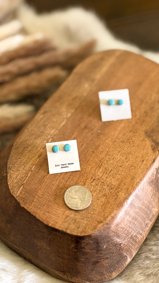 6MM ROUND TURQUOISE ZUNI STUDS
