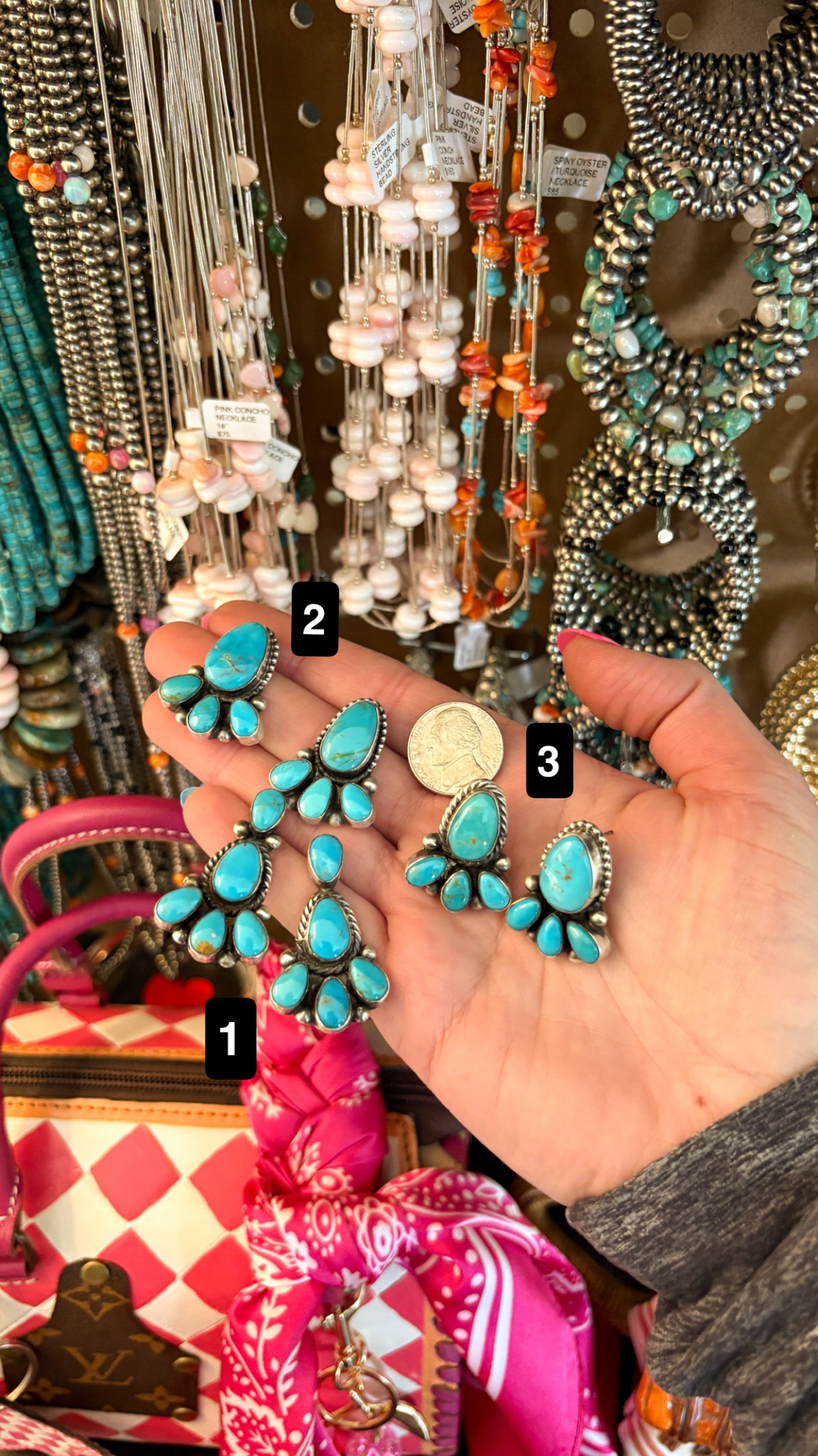 KINGMAN TURQUOISE CLUSTER STATEMENT EARRINGS