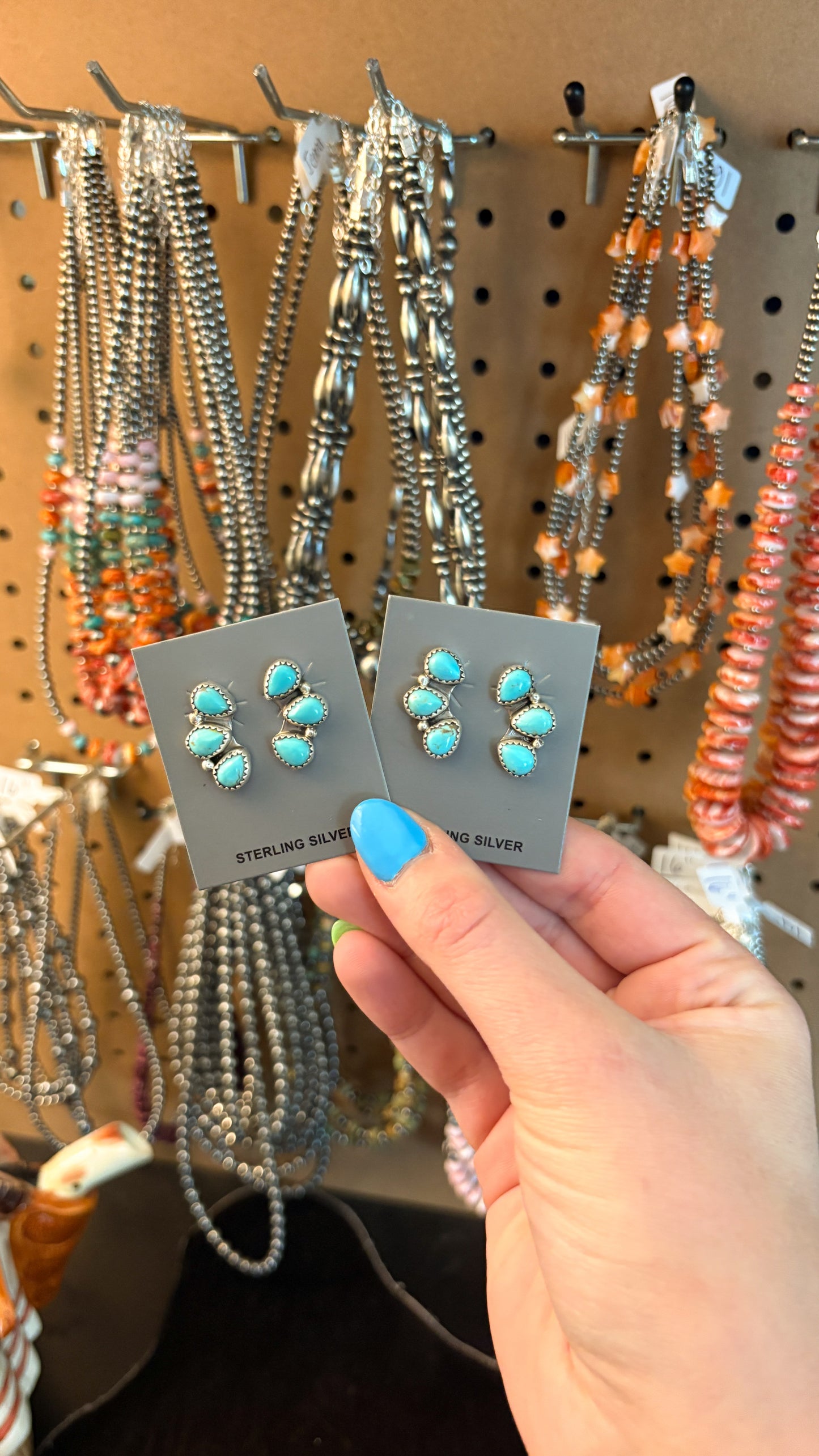 3 STONE KINGMAN TURQUOISE EAR CRAWLER EARRINGS