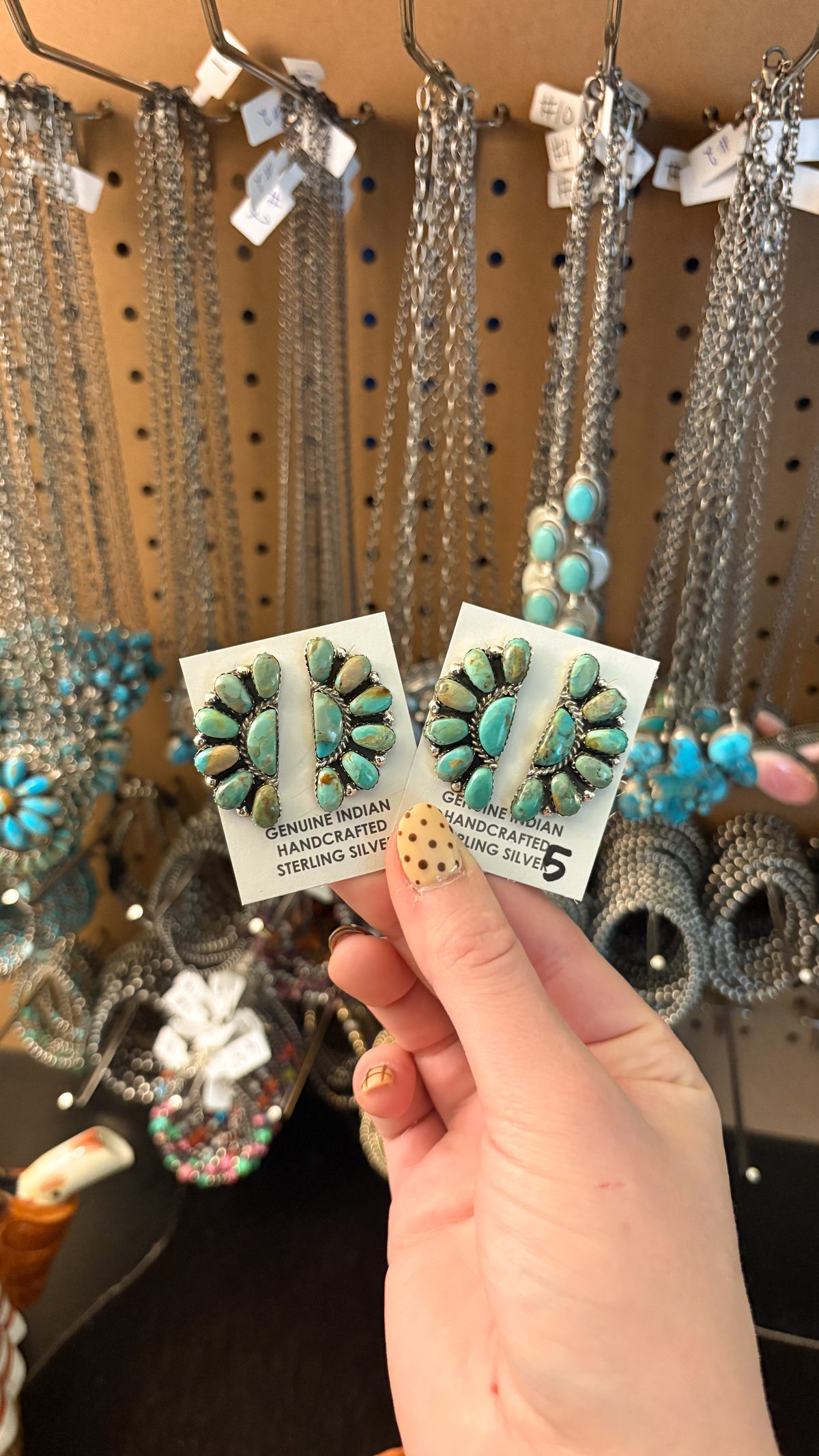 LARGE GREEN TURQUOISE HALF CLUSTER EARRINGS BY JULIANA WILLIAMS